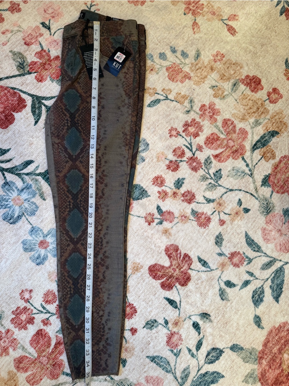 Kut from the Kloth Brown and Gray Snake-Print Skinny Jeans - Picture 3 of 10